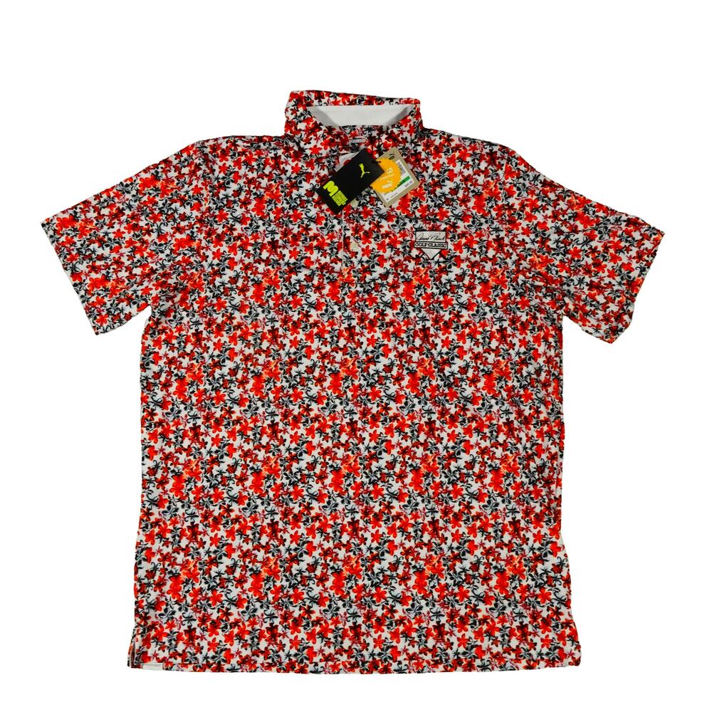 Puma Floral Performance Johnny Bench Golf Classic Polo Shirt Large NWT